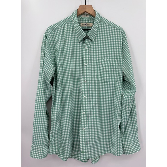 Onward Reserve Shirt Mens XXL Green Gingham Check Button Tailored Fit Read - Picture 1 of 10